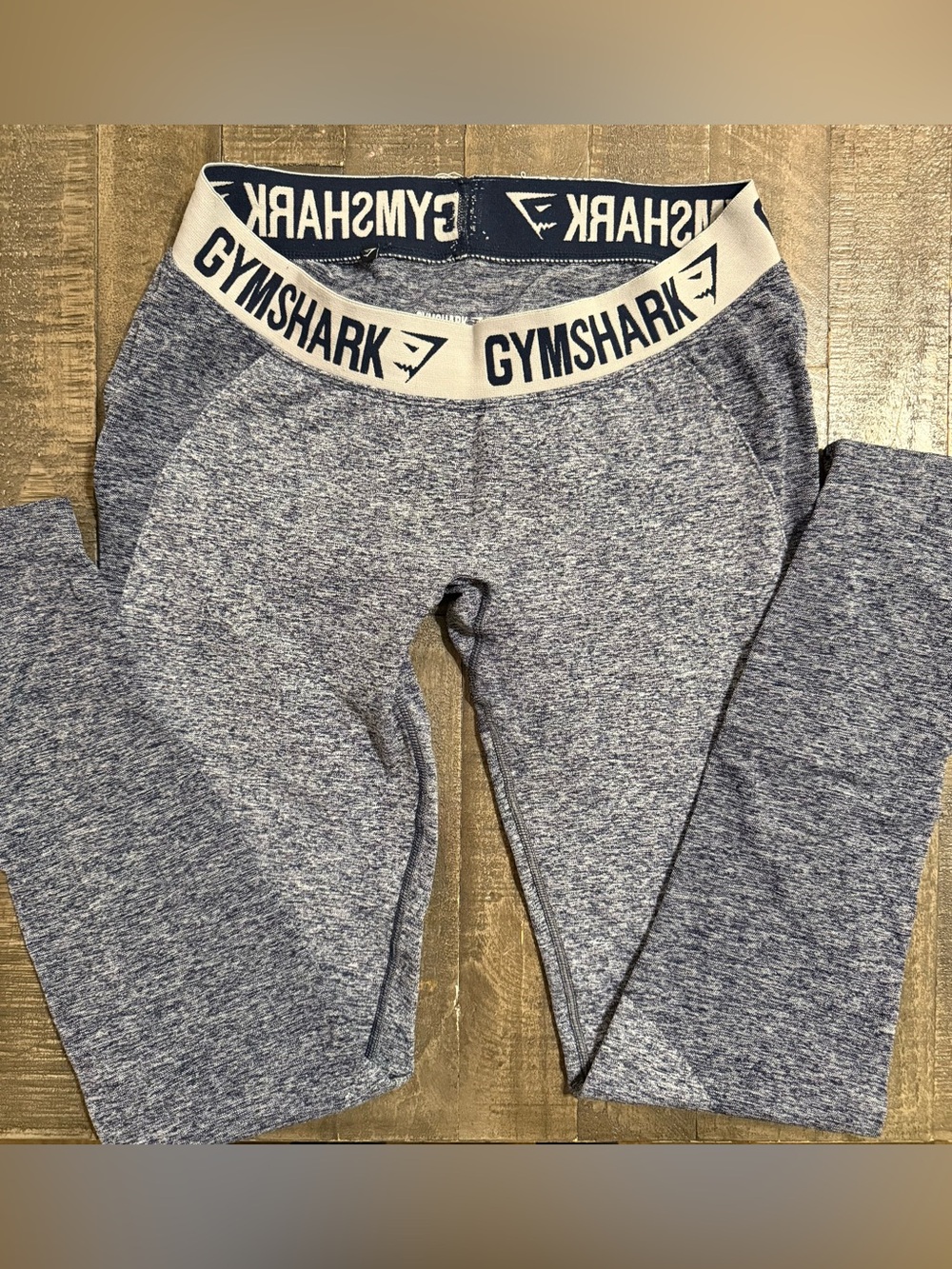 Gymshark Kids Heather Navy Blue Leggings with Branded Waistband